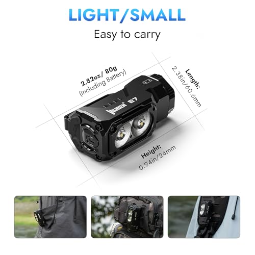 WUBEN E7 1800 Lumen Rechargeable Mini Flashlight with Magnet - Super Bright 6 Modes EDC Flashlight, Typ-C Rechargeable LED; IP68 Pocket Flashlight for Headlamp Use, Rescue, Camping - color: Black LBG