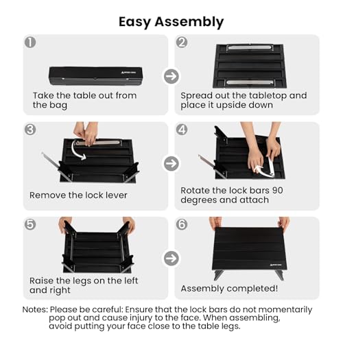 ONETIGRIS Ultralight Backpacking Table, Compact Pop-Up Folding Table for Camping, Hiking, Beach, Picnic, Travel