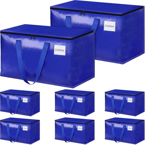 StorageRight Heavy Duty Moving Boxes-Moving Bags with Zipper, Reinforced Handles and Tag Pocket-Collapsible Moving Supplies-Totes for Storage Great for moving, Storage and Travel 93L(Blue-8 Pack) - color: Blue, size: 8 Pack