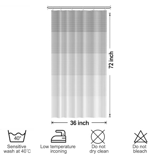 Boho Shower Curtain for Bathroom 36x72 inches Light Grey White Lines Waterproof Shower Curtain Set with Hooks Bohemian Stripe Fabric Stall RV Shower Curtains - color: Grey, size: 36"W x 72"L (Pack of 1)