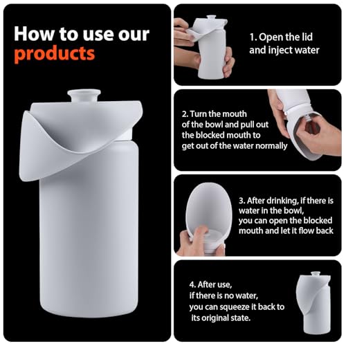 Jalopink Portable Dog Water Bottle, 2-in-1 Leak Proof & Collapsible Silicone Pet Dispenser with Built-in Bowl, Food Grade Travel Cup for Walking, Hiking (19oz/550ml, Gray) - color: Light Gray