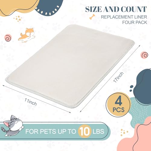 Drydiet 4 Pcs Pet Carrier Pad Travel Pet Reversible Dog Mat Replacement Liners for Travel Dog Bed Pad Washable Plush Double Sided Bed Mat for Cat Kennel Crate(Beige,17 x 11 Inch) - color: Beige