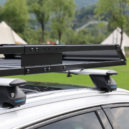 TOOENJOY 59 x 35.4 x 4.7 Inch Roof Cargo Basket Carrier, Car Top Luggage Holder for Car, SUV and Pickup, 200 LBS Capacity - size: L59 x W35 Inch without Hitch