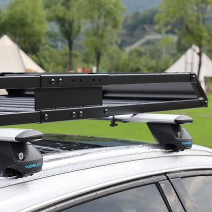 TOOENJOY 59 x 35.4 x 4.7 Inch Roof Cargo Basket Carrier, Car Top Luggage Holder for Car, SUV and Pickup, 200 LBS Capacity - size: L59 x W35 Inch without Hitch