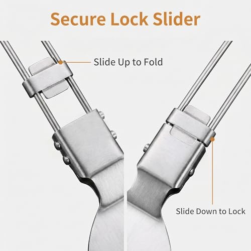 Outdoor Camping Stainless Steel Folding Spatula Sets, Lightweight Thickened Turner Tableware Spoon Cooking Utensils - color: style2