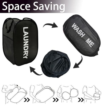 Collapsible Laundry Basket Foldable Laundry Hamper Pop Up Basket Dirty Clothes Hamper for College Dorm, Travel, Cruise, Hotel, Black - color: Black
