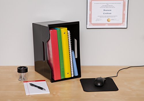 IRIS USA Large Portable Desktop File Box with Open Lid, 4 Pack, Side Handles, Hanging File Folders, Tabs & Inserts, Letter Size, Magazines, Newspapers, Mail, Books, Notebooks, Black - size: 4 - Pack, style: Open Top Bin (L - Black)