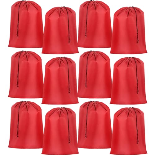 Woanger 12 Pack 28 x 45 Inch Extra Large Laundry Bags Bulk Washable Travel Laundry Bag with Drawstring Closure Large Dirty Clothes Organizer for College Dorm Home Hotel Camping(Red) - color: Red