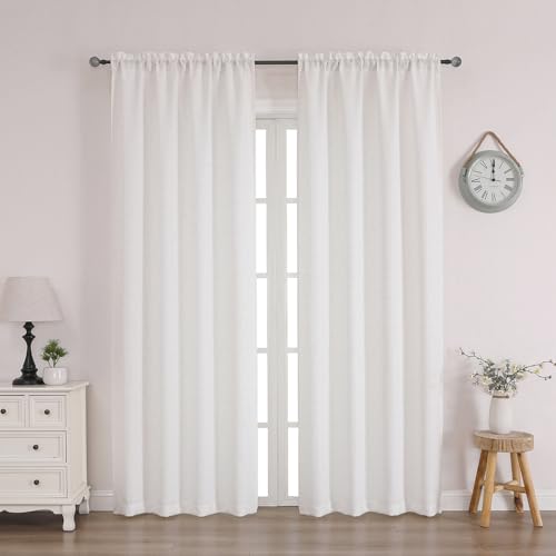Chyhomenyc Cream Curtains 78 Inch Length 2 Panels Set, Faux Linen Textured Light Filtering Soft Airy Farmhouse Curtain Drapes for Living Room Bedroom, 40Wx78L - color: Cream, size: 40"W x 78"L (Pack of 2)