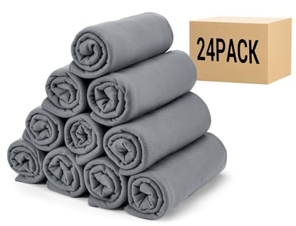 CULVE 24 Pack Fleece Throw Blanket 50x60 - Soft Lightweight Blankets in Bulk for Wedding, Gifts Pet Home Bed Sofa Couch Office Travel(Gray) - color: Gray