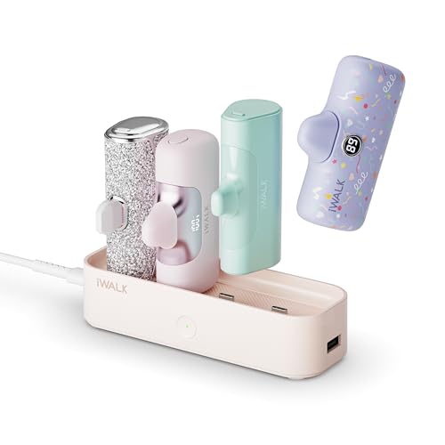 iWALK LinkPod Station for iWALK LinkPod Portable Charger 4500mAh, 4800mAh,5000mAh Power Bank for iPhone Charging Station Multiple USB-C Family-Sized Charger Station for Home(Station Only), Pink - color: Pink