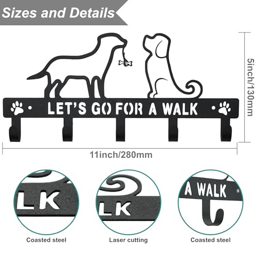 5 Hook Dog Leash Holder for Wall, for Entrances Key Holder Wall Mount&Dog Organization and Storage Gifts for Dog Lovers