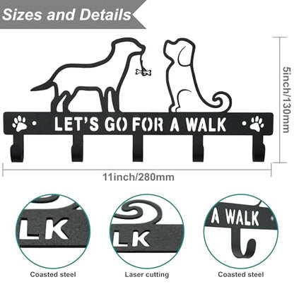 5 Hook Dog Leash Holder for Wall, for Entrances Key Holder Wall Mount&Dog Organization and Storage Gifts for Dog Lovers