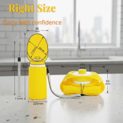 Portable Dog Water Bottle, 19 oz/550 ml Collapsible Pet Travel Cup with Foldable Silicone Bowl, Food-Grade Silicone Water Dispenser for Walking, Hiking & Travel, Yellow (Yellow) - color: Yellow