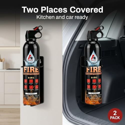 A+ Safety Fire Extinguisher, Portable, Safe to Store in Cars & Garages, Great for Airbnb Trips, College Students, & Home Use, Mounting Brackets Included for Quick Access, 4-Pack