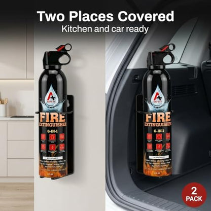 A+ Safety Fire Extinguisher, Portable, Safe to Store in Cars & Garages, Great for Airbnb Trips, College Students, & Home Use, Mounting Brackets Included for Quick Access, 4-Pack