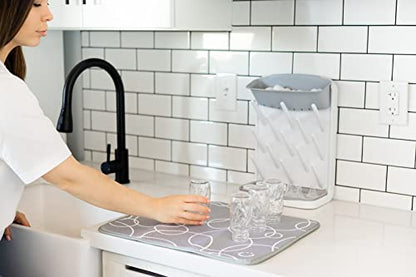 Ubbi Vertical Spacing Saving Bottle Drying Rack with 13 Pegs, 2-in-1 Bottle Brush & Microfiber Drying Mat Bundle, Newborn Baby Essentials, Baby Registry Must Haves, New Parent Gifts, Gray - color: Gray Bottle Drying Rack, Bottle Brush & Drying Mat Bundle