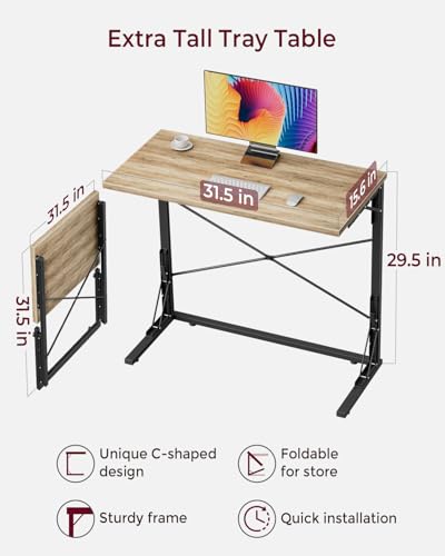 Vantic 31.5" Folding Desk, Foldable TV Tray Table for Eating on Couch, Extra Large TV Dinner Trays, Portable Fold Computer Writing Desk Table for Home Office, Greige - color: Greige