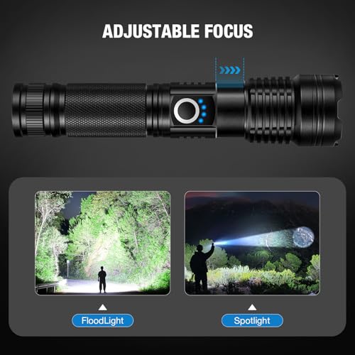 MILAOSHU Rechargeable Flashlights 90000 High Lumens - 2 Pack, Super Bright LED Flashlight Rechargeable with 5 Light Modes, High Powered & IPX7 Waterproof Flash Light for Camping, Home