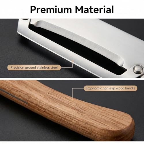 NEW Premium Vegetable Peeler with Wooden Handle and Bottle Opener: 2-in-1 Stainless Steel Kitchen Tool for Fruit Apple Potato Pumpkin Papaya (1Pcs) - color: 1Pcs