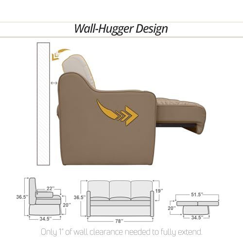 De Leon Console DX RV Sofa Bed, 78" Wide, Ultimate Leather, Light Sand - color: Light Sand, size: 78"