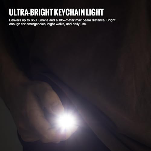 ThruNite Ti Keychain Flashlight, USB-C Rechargeable EDC Pocket Light, 650 Lumens with Magnetic Tailcap, 5 Modes, IPX-6 Waterproof Mini Flashlight for Camping, Everyday Carry (Black) - color: Black Cool White