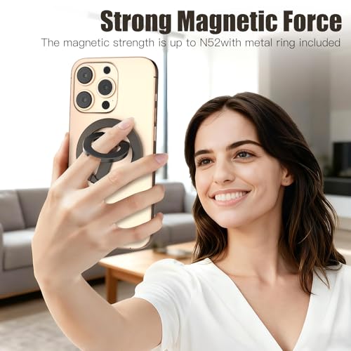 Magnetic Phone Ring for MagSafe Grip [Dual-Sided Magnetic] [Super Magnet] [Magnet Phone Stand Grip Compatible with Car Mounts] Mag Safe Accessory for iPhone 17/16/15/14/13 Pro Max Plus, Grey
