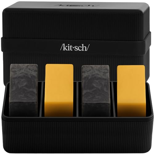 Kitsch 4-Compartment Travel Soap Case – Bar Soap Holder & Organizer, Travel Case for Bars – TSA-Approved – Lightweight, Durable, Leak-Proof, Made from Recycled Plastic – Black - color: Black, size: 4 Compartment