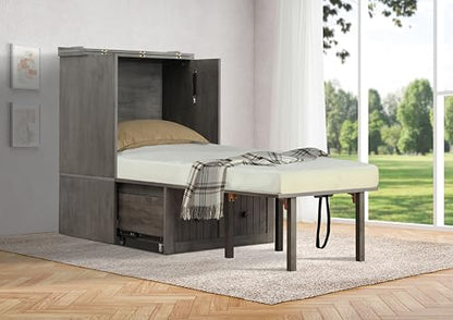 Mega Solutions Murphybedz Tuscany Murphy Cabinet Chest Bed with Charging Station 6 Inch (Galaxy Grey, Single) - color: Galaxy Grey, size: Twin
