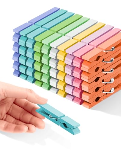Clothes Pins Colored Clothespins Wooden Cheer Pins 50-Pack 2.9 Inch Close Pins 10 Pastel Macaron Colors - Colorful Painted Pegs for Crafts Photo Hanging, Decorative Spirit Clip Classroom Decorations - color: Macaron Mixed Color