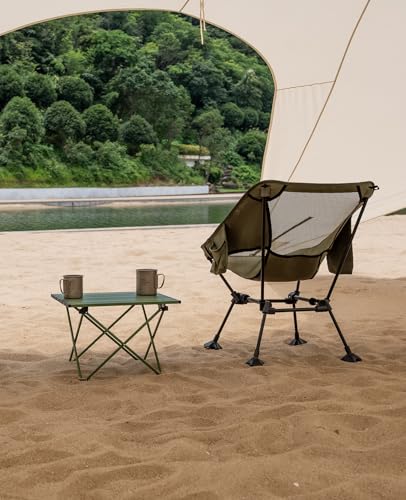 iClimb Ultralight Compact Camping Folding Beach Chair with Anti-Sinking Large Feet and Back Support Webbing (Green - Square Frame - 2PC) - color: Green (Square Frame)