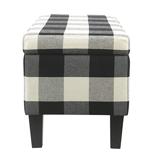 HomePop 36" Storage Ottoman Bench with Hinged Lid - Black Buffalo Plaid - color: Black Plaid