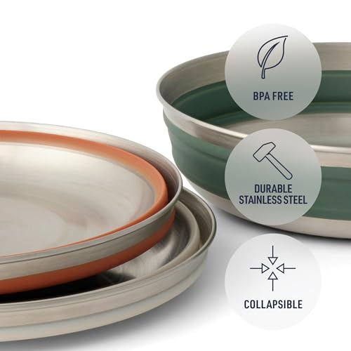 Sea to Summit Detour Stainless Steel Collapsible Bowl, Medium (22 fl oz), Laurel Wreath Green - color: Laurel Wreath Green, style: Medium