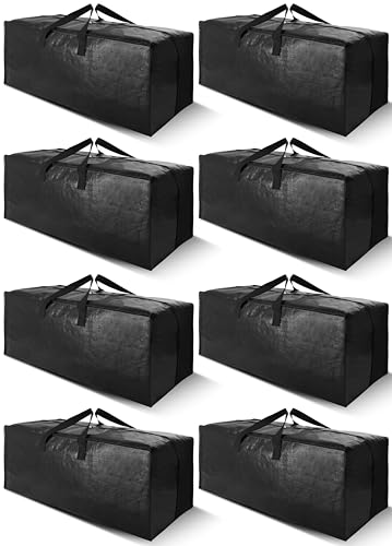 Cosy Family 8 Pack Heavy Duty Extra Large Moving Bags with Backpack Straps - Strong Handles & Zippers, Storage Totes For Space Saving, Fold Flat, Alternative to Moving Box (40 gal, Black) - color: Black, size: 40 gal-Pack of 8