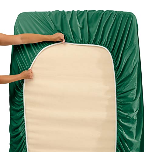 Hearth & Harbor Twin Size Sheets - 3 Piece Bed Sheet Set, Hotel Luxury Double Brushed Bed Sheets - Extra Soft Bedding Sheets & Pillowcases, Twin, Hunter Green - color: Hunter Green, size: Twin