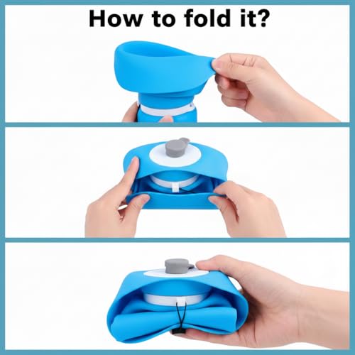 Portable Dog Water Bottle, 19 oz/550 ml Collapsible Pet Travel Cup with Foldable Silicone Bowl, Food-Grade Silicone Water Dispenser for Walking, Hiking & Travel, Yellow (Blue) - color: Blue