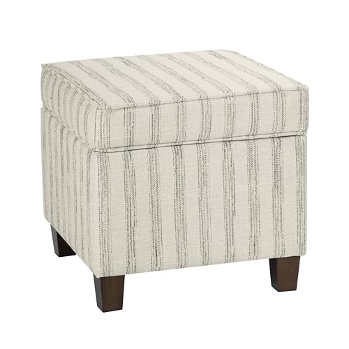 HomePop 18" Classic Square Storage Ottoman - Gray & Cream Stripe - color: Gray and Cream Stripe
