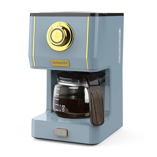 Amaste Coffee Maker, 5 Cup Coffee Pot with Three Brewing Modes, Retro Coffee Maker with Glass Carafe & Reusable Coffee Filter, Drip Coffee Maker Ideal for Home or Office, Warming Plate, Ash Blue - color: Ash Blue, style: Retro
