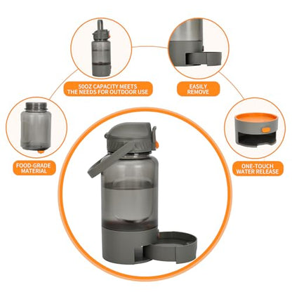 50oz Dog Water Dispenser Portable，Dog Water Bowl Dispenser for Portable Use, Allowing for Easy Hydration During Outings and Travels，Anti-Leak Design, Easy to Clean, Sturdy Material