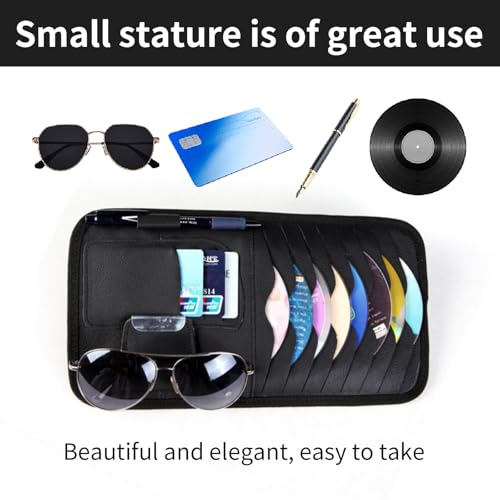 1 Pcs Black Car Sun Visor CD Holder, Universal Fit, Fits Most Cars, SUVs, and Trucks - color: Black