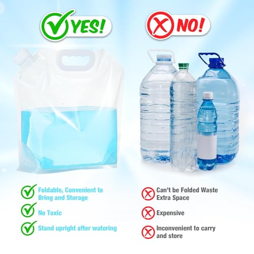 Zubebe 20 Pcs x 1.3 Gallon Water Container Bags Collapsible Emergency Container Bag 26 Gallon Freezable Bpa Free Food Grade Clear Plastic Storage Foldable Bottle for Camping Riding