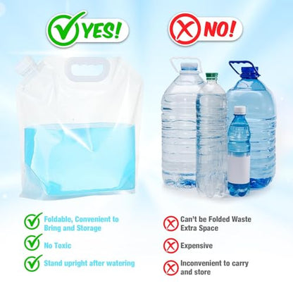 Zubebe 20 Pcs x 1.3 Gallon Water Container Bags Collapsible Emergency Container Bag 26 Gallon Freezable Bpa Free Food Grade Clear Plastic Storage Foldable Bottle for Camping Riding