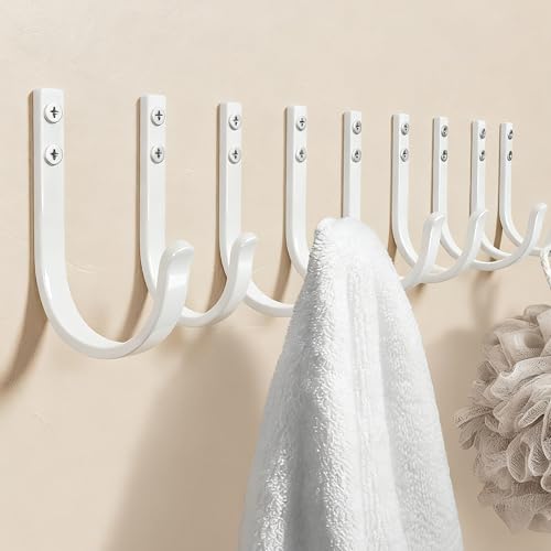 10-Pack Wall Hooks for Towel/Coat - 22LB Heavy Duty Metal Hanger Wall Mount, for Outdoor, Closet, Door, Shelf, Bathroom, for Backpack, Cup, Clothes, Mug, White Matte Screws Included - color: White, size: 10 Pack