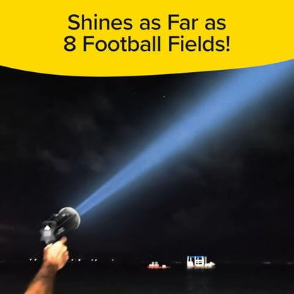Star Patrol Platinum Mega-Bright Rechargeable Spotlight, AS SEEN ON TV, Tactical Flashlight, 10 Modes, Turbo Boost Up to 100%, Built-in Kickstand & Phone Charger, for Camping,Emergencies, 9 in, Black - style: Star Patrol Platinum
