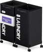 Caroeas Next-Gen 105L Matel Frame Laundry Basket with wheels, Heavy Duty Tall Rolling Laundry Hamper with Removable Wash Bag, Collapsible Freestanding Clothes Hamper (105L,Black,2Pack) - color: Black - 2 Pack