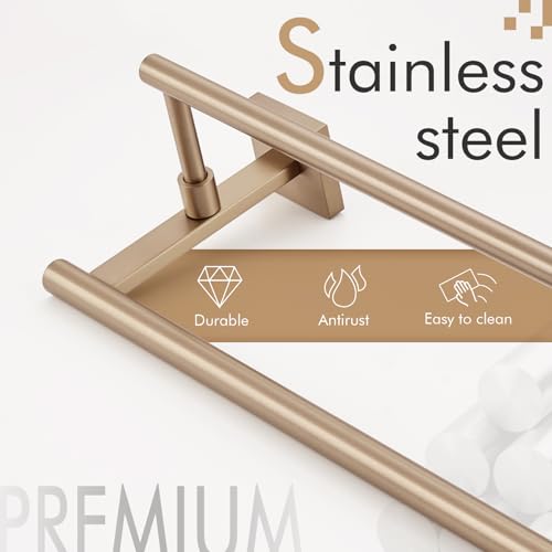 KOKOSIRI Towel Bars 32-Inch Bathroom Towel Holder Champagne Bronze Double Bath Towel Racks Wall Mounted Stainless Steel B5009CPG-L32 - color: Champagne Bronze, size: 32-Inch
