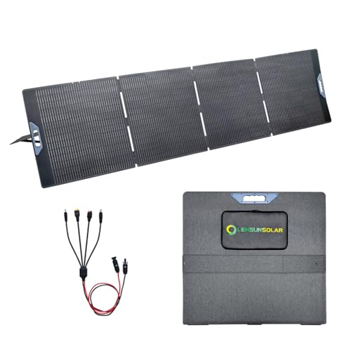 LENSUNSOLAR 400W High Power Foldable Solar Panel, 23.5% A+ Monocrystalline, ETFE Fiberglass, IP67, 5m MC4 Cable, for Large Power Stations 24V Batteries RV Camping Emergency Backup - size: 400W