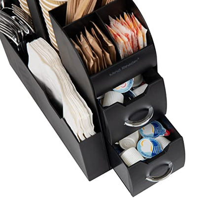 Mind Reader Single Serve Coffee Pod Drawer and Cup Condiment Set, 2 Pcs., 36 Pod Capacity, 5.35"L x 11.25"W x 11.15"H, Black