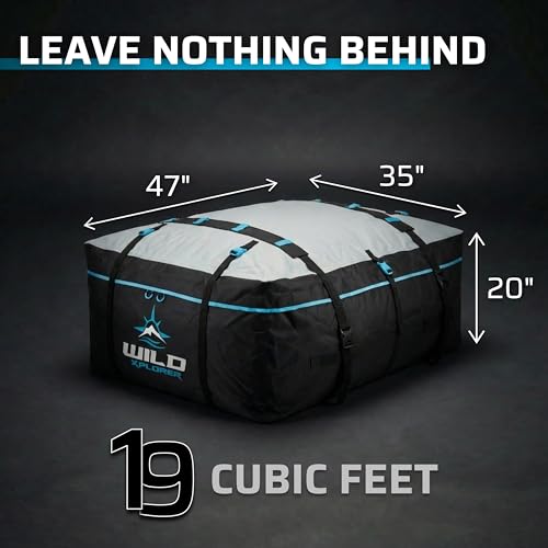 Rooftop Cargo Carrier - 19 Cubic Feet (XL), Waterproof Soft Shell Car Roof Cargo Carrier, Heavy Duty Car Top Luggage Cargo Bag with Patented Door Hooks and Non-Slip Mat - size: 19 Cubic Feet