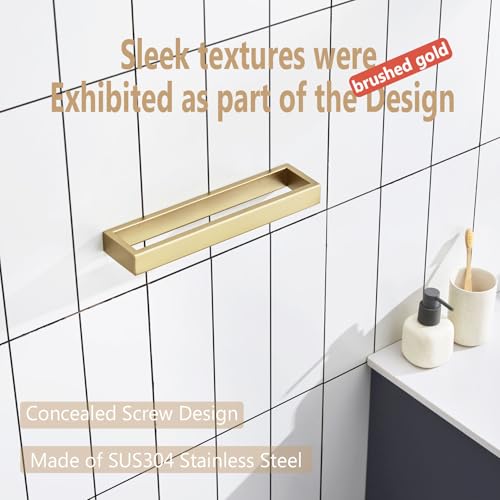 KOKOSIRI Towel Bar Brushed Gold Hand Towel Holder 12 Inch Kitchen Towel Hanger Rack Stainless Steel Bathroom Hardware Wall Mounted, 1 Pack B4008BG-L12 - color: Brushed Gold, size: 12-Inch